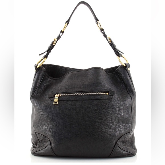 AUTH Prada Vitello Daino Hobo bag in black, MEDIUM - Picture 3 of 14